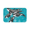 Orca Killer Whale Pod Vintage Map Teal Chic Watercolor Bath Mat Large 34X21 Home Decor