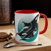 Orca Killer Whale Teal Green Circle Ink Accent Coffee Mug 11Oz