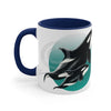 Orca Killer Whale Teal Green Circle Ink Accent Coffee Mug 11Oz