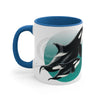 Orca Killer Whale Teal Green Circle Ink Accent Coffee Mug 11Oz