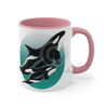 Orca Killer Whale Teal Green Circle Ink Accent Coffee Mug 11Oz