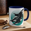 Orca Killer Whale Teal Green Circle Ink Accent Coffee Mug 11Oz