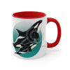 Orca Killer Whale Teal Green Circle Ink Accent Coffee Mug 11Oz