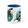 Orca Killer Whale Teal Green Circle Ink Accent Coffee Mug 11Oz Blue /