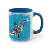 Orca Killer Whale Tlingit Tribal Blue Ink Accent Coffee Mug 11Oz