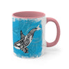 Orca Killer Whale Tlingit Tribal Blue Ink Accent Coffee Mug 11Oz