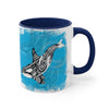 Orca Killer Whale Tlingit Tribal Blue Ink Accent Coffee Mug 11Oz