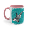 Orca Killer Whale Tlingit Tribal Teal Ink Accent Coffee Mug 11Oz