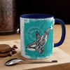 Orca Killer Whale Tlingit Tribal Teal Ink Accent Coffee Mug 11Oz