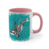 Orca Killer Whale Tlingit Tribal Teal Ink Accent Coffee Mug 11Oz