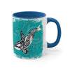 Orca Killer Whale Tlingit Tribal Teal Ink Accent Coffee Mug 11Oz