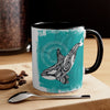 Orca Killer Whale Tlingit Tribal Teal Ink Accent Coffee Mug 11Oz