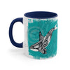 Orca Killer Whale Tlingit Tribal Teal Ink Accent Coffee Mug 11Oz