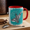 Orca Killer Whale Tlingit Tribal Teal Ink Accent Coffee Mug 11Oz