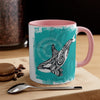 Orca Killer Whale Tlingit Tribal Teal Ink Accent Coffee Mug 11Oz