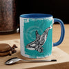 Orca Killer Whale Tlingit Tribal Teal Ink Accent Coffee Mug 11Oz