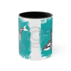 Orca Killer Whale Tlingit Tribal Teal Ink Accent Coffee Mug 11Oz