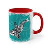Orca Killer Whale Tlingit Tribal Teal Ink Accent Coffee Mug 11Oz