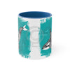 Orca Killer Whale Tlingit Tribal Teal Ink Accent Coffee Mug 11Oz Blue /