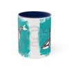 Orca Killer Whale Tlingit Tribal Teal Ink Accent Coffee Mug 11Oz Navy /