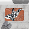 Orca Killer Whale Tribal Burnt Orange Ink Art Bath Mat Home Decor