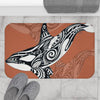 Orca Killer Whale Tribal Burnt Orange Ink Art Bath Mat Home Decor