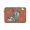 Orca Killer Whale Tribal Burnt Orange Ink Art Laptop Sleeve 13