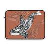 Orca Killer Whale Tribal Burnt Orange Ink Art Laptop Sleeve 15