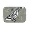 Orca Killer Whale Tribal Grey Green Evergreen Ink Art Bath Mat 24 × 17 Home Decor