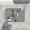 Orca Killer Whale Tribal Grey Green Evergreen Ink Art Bath Mat Home Decor