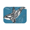 Orca Killer Whale Tribal Indigo Blue Ink Art Bath Mat 24 × 17 Home Decor
