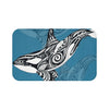 Orca Killer Whale Tribal Indigo Blue Ink Art Bath Mat 34 × 21 Home Decor