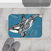Orca Killer Whale Tribal Indigo Blue Ink Art Bath Mat Home Decor