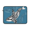 Orca Killer Whale Tribal Indigo Blue Ink Art Laptop Sleeve 15
