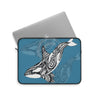 Orca Killer Whale Tribal Indigo Blue Ink Art Laptop Sleeve