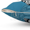 Orca Killer Whale Tribal Indigo Blue Ink Art Square Pillow Home Decor