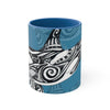 Orca Killer Whale Tribal Ink Blue Accent Coffee Mug 11Oz /