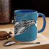 Orca Killer Whale Tribal Ink Blue Accent Coffee Mug 11Oz