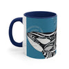 Orca Killer Whale Tribal Ink Blue Accent Coffee Mug 11Oz