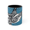 Orca Killer Whale Tribal Ink Blue Accent Coffee Mug 11Oz Black /