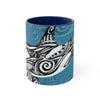Orca Killer Whale Tribal Ink Blue Accent Coffee Mug 11Oz Navy /