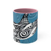 Orca Killer Whale Tribal Ink Blue Accent Coffee Mug 11Oz Pink /