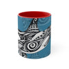 Orca Killer Whale Tribal Ink Blue Accent Coffee Mug 11Oz Red /