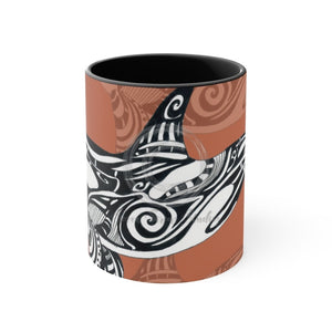 Orca Killer Whale Tribal Ink Orange Accent Coffee Mug 11Oz Black /