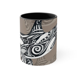 Orca Killer Whale Tribal Ink Taupe Accent Coffee Mug 11Oz Black /