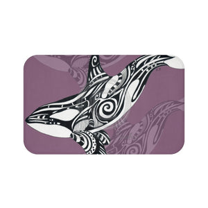 Orca Killer Whale Tribal Mauve Purple Ink Art Bath Mat 34 × 21 Home Decor