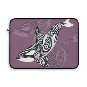 Orca Killer Whale Tribal Mauve Purple Ink Art Laptop Sleeve 15