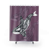 Orca Killer Whale Tribal Mauve Purple Ink Art Shower Curtain 71 × 74 Home Decor