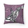 Orca Killer Whale Tribal Mauve Purple Ink Art Square Pillow 14 × Home Decor
