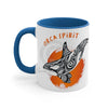 Orca Killer Whale Tribal Spirit Orange Ink Accent Coffee Mug 11Oz